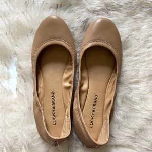 Lucky Brand Emme Nude Leather Flats NWOT